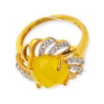 Adorable Gold Ring in Flower Shape with Beautiful Design and Yellow Stone